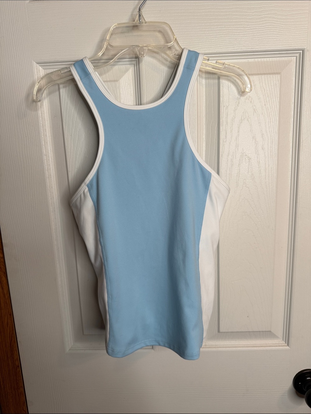 FP Movement by Free People Light Blue and White Racerback Tank